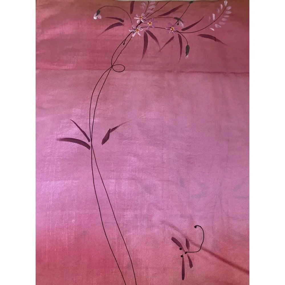 100% Silk Hand‎ Painted Rectangular Scarf Dragonfly Design 16